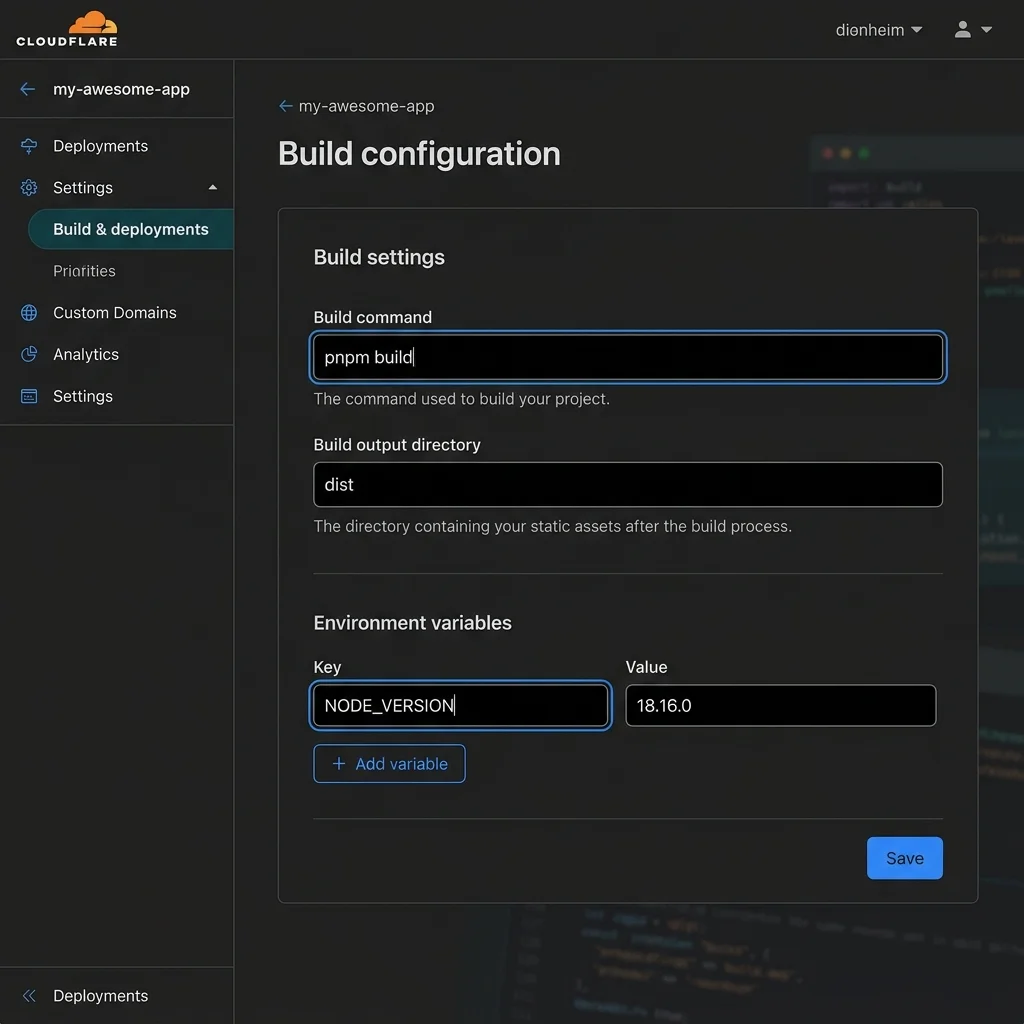 Cloudflare Pages Build Settings