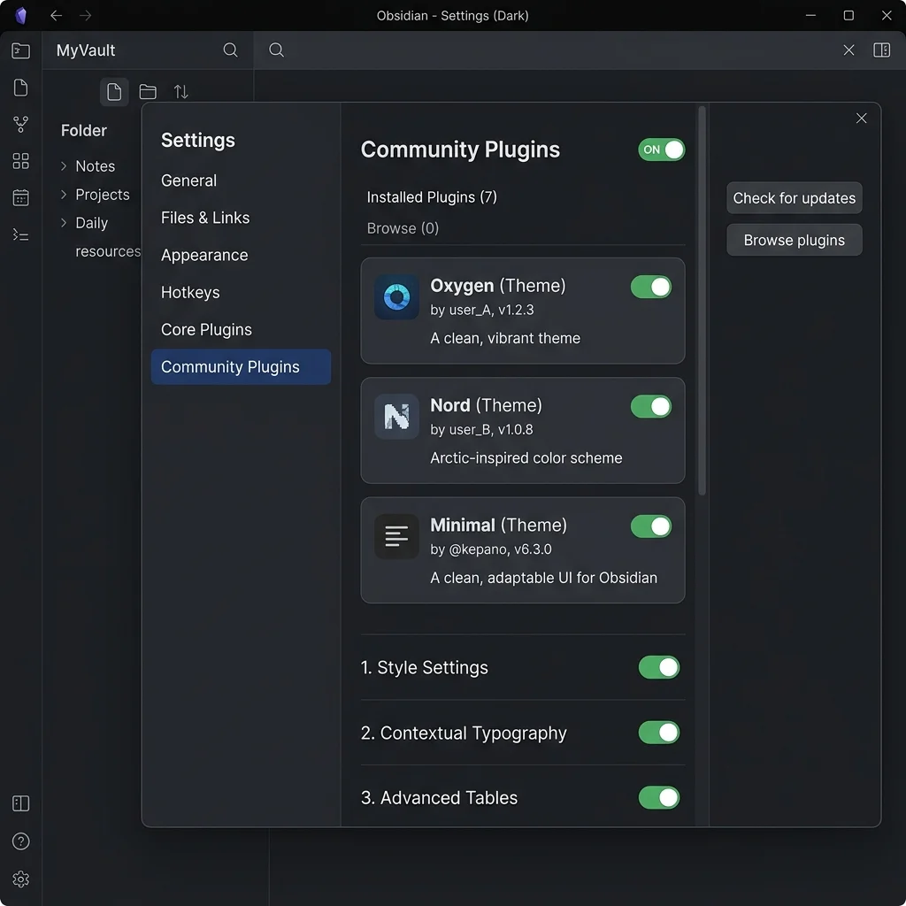 Obsidian Settings Dashboard